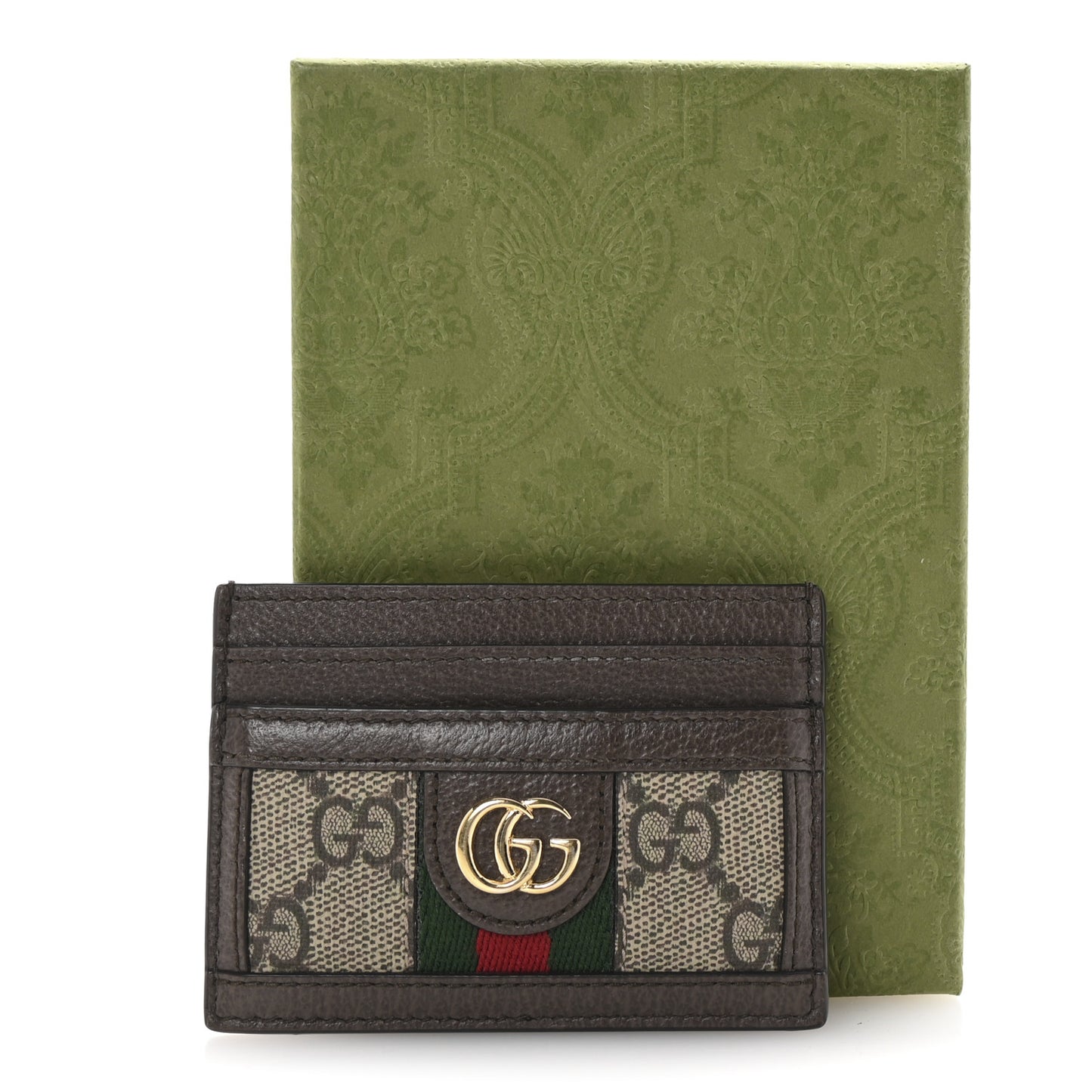 GG Supreme Monogram Ophidia Card Holder Brown