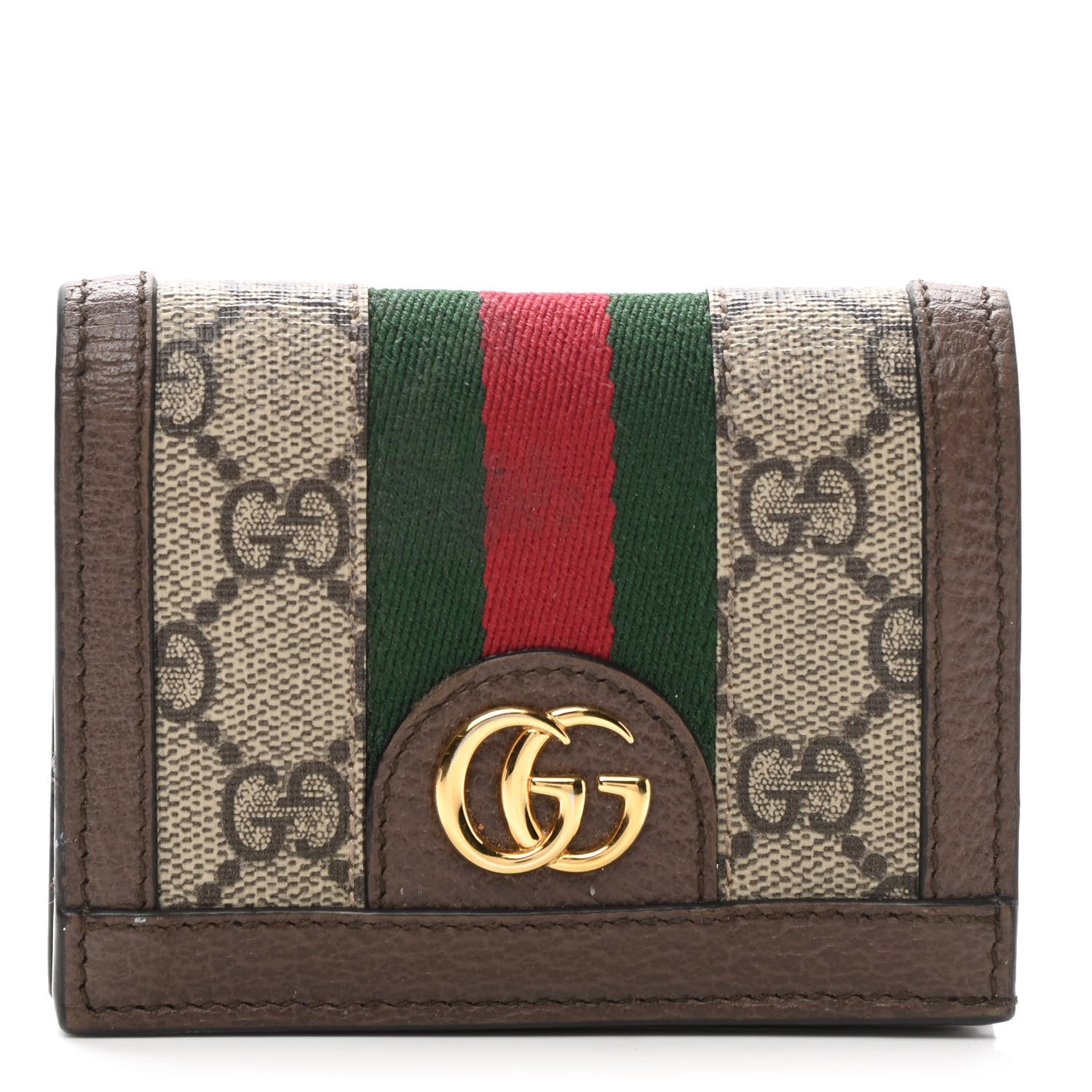 Gucci GG Supreme Monogram Web Ophidia Card Case Beige New Acero 1 of 6