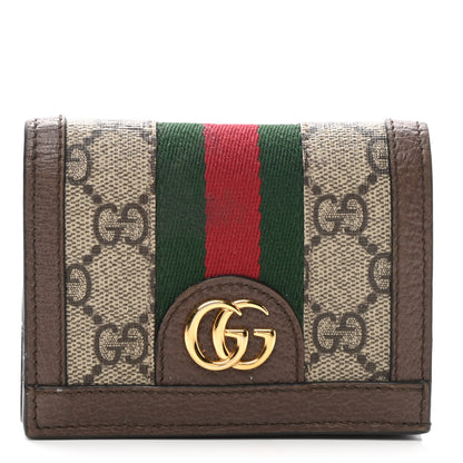 Gucci GG Supreme Monogram Web Ophidia Card Case Beige New Acero 1 of 6