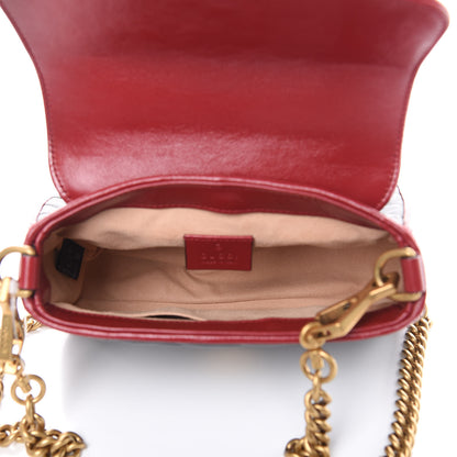 Gucci Vintage Effect Calfskin Matelasse Diagonal Mini Torchon GG Marmont Top Handle Shoulder Bag Black Romantic Cherry 5 of 9