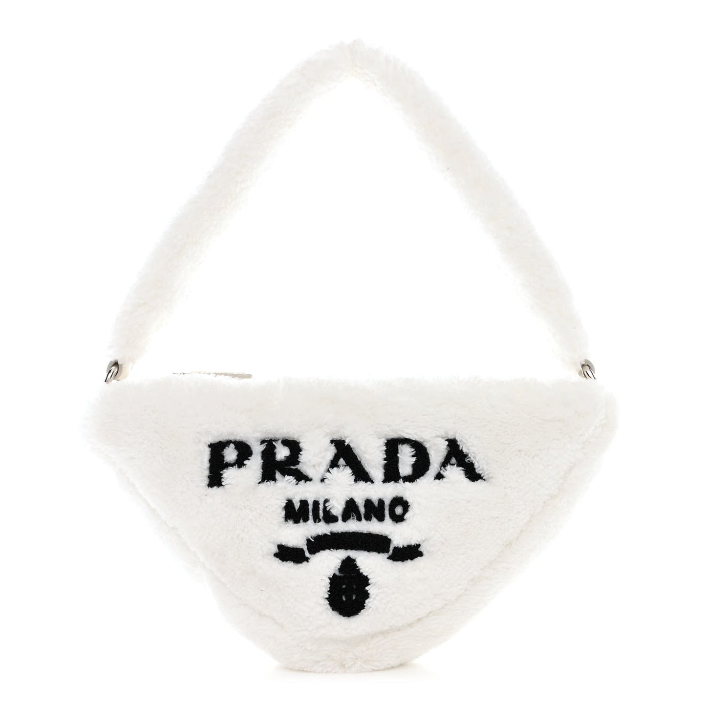Terry Cloth Triangle Pouch White Black
