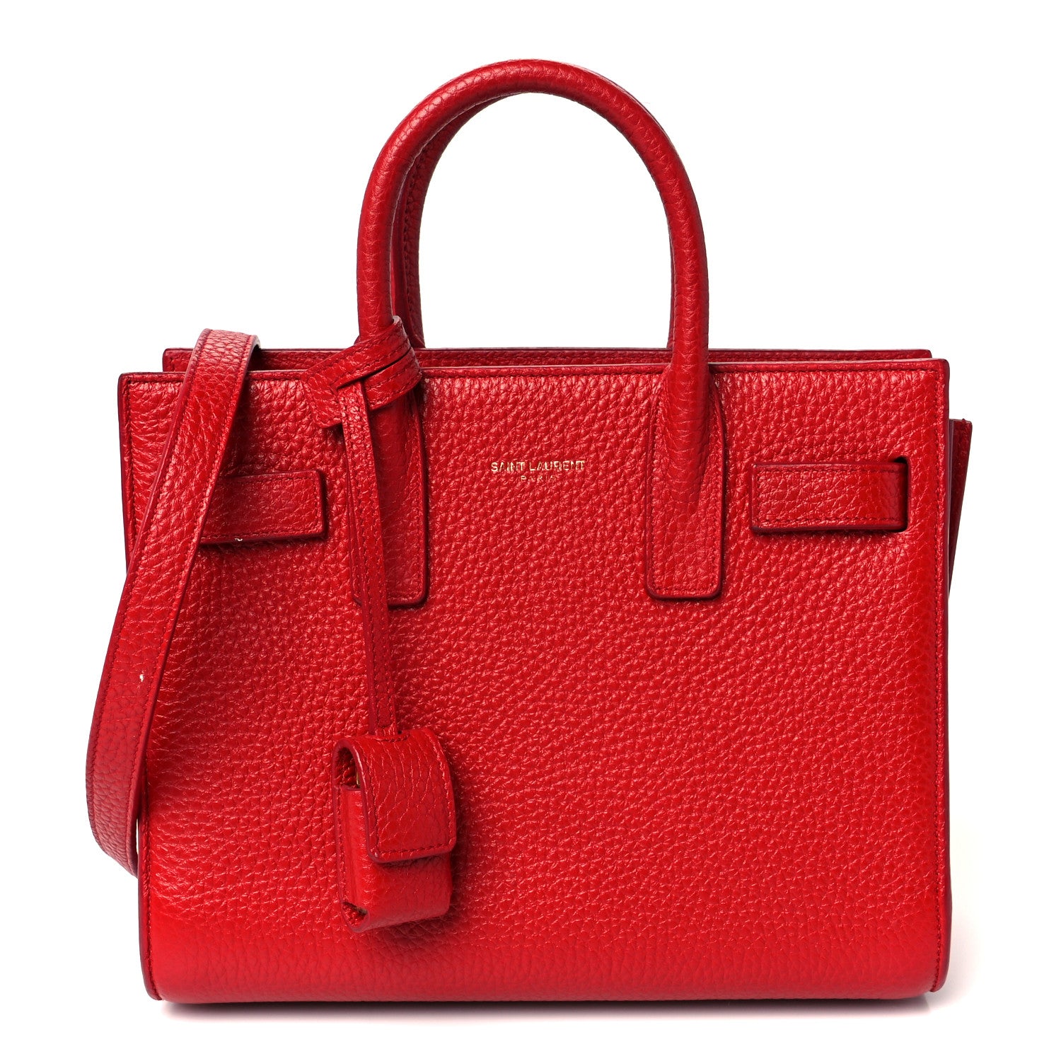 Saint Laurent Grained Calfskin Nano Sac De Jour Souple Lipstick Red 1 of 11