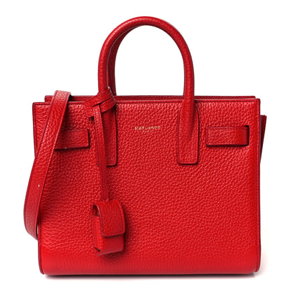 Saint Laurent Grained Calfskin Nano Sac De Jour Souple Lipstick Red 1 of 11