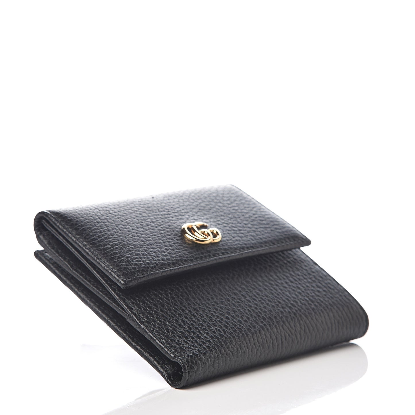 Dollar Calfskin Double G French Flap Wallet Black