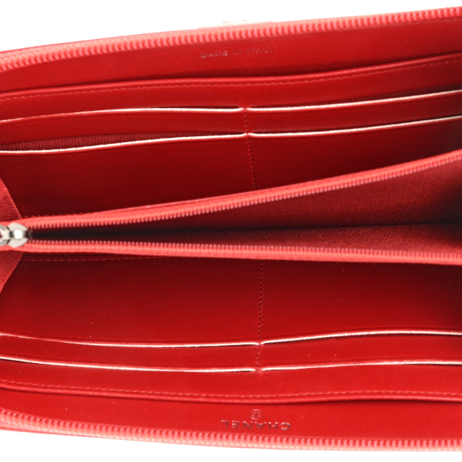 Chanel Lambskin Quilted Boy Zip Around Wallet Red 5 of 9