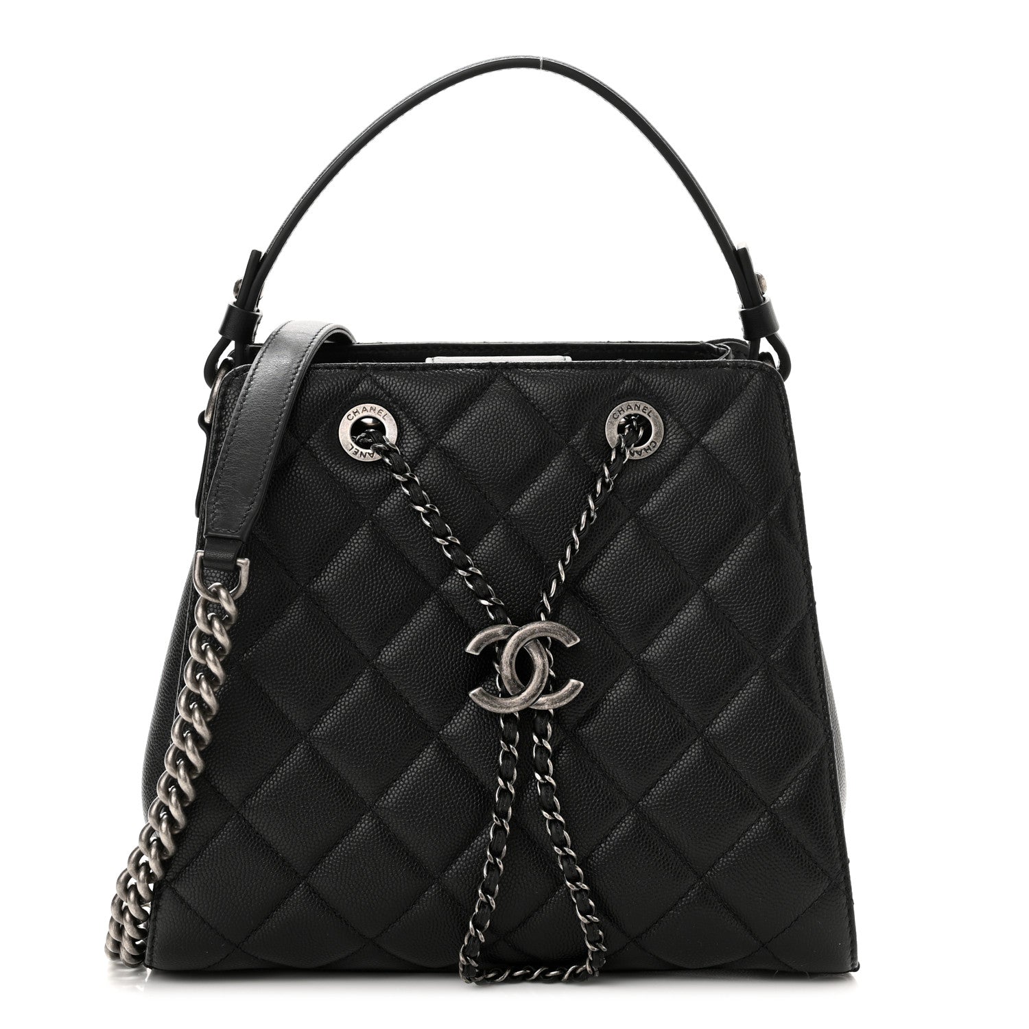 Chanel Caviar Quilted Small CC Bucket Bag Black 1 of 9