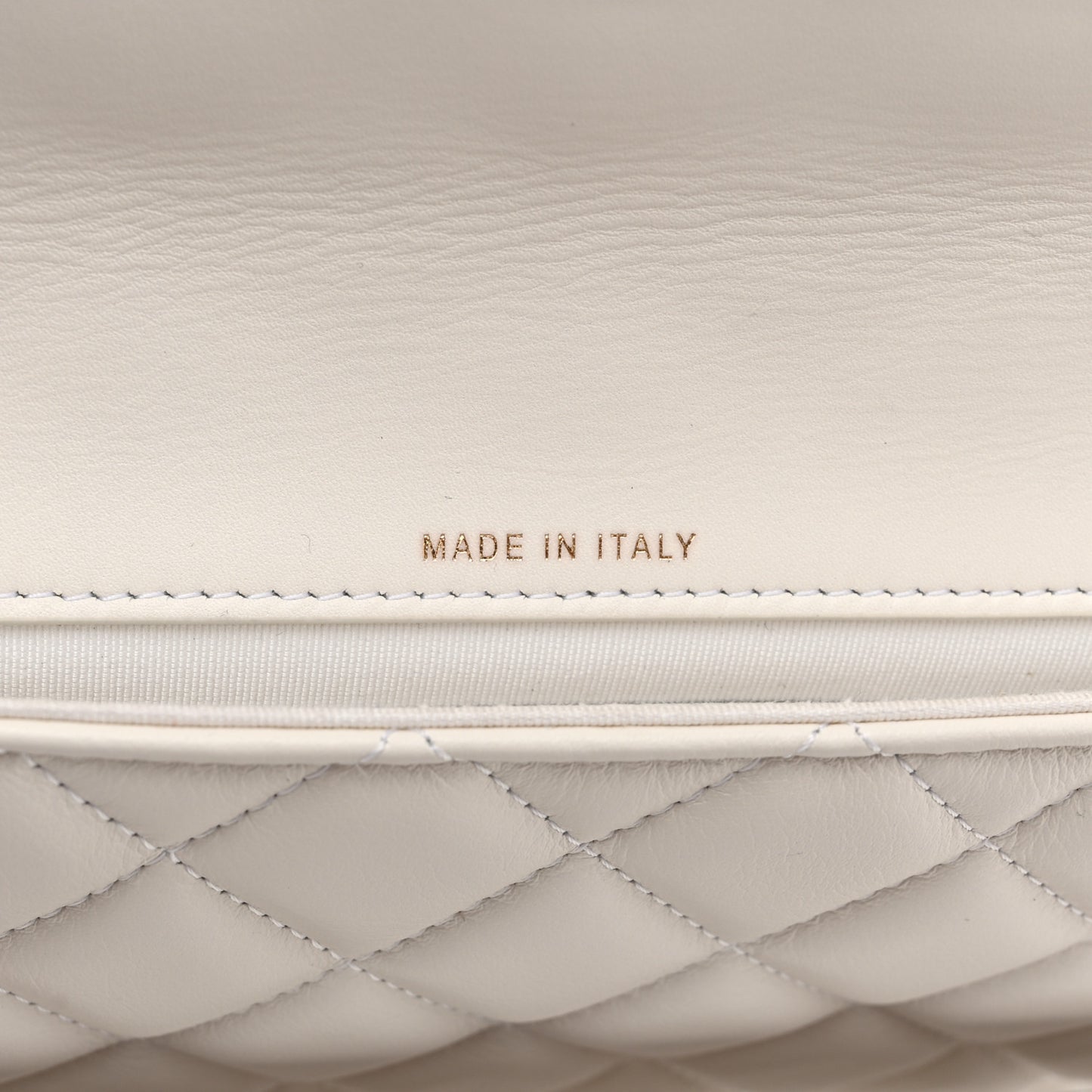Calfskin Quilted Enchained Clutch White