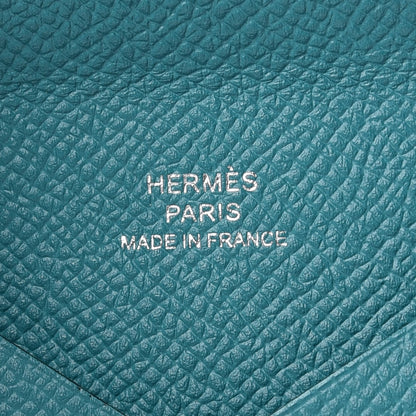 Hermes Epsom Calvi Card Case Bleu Paon 6 of 18