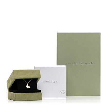 Van Cleef & Arpels 18K Yellow Gold Mother of Pearl Sweet Alhambra Butterfly Pendant Necklace 3 of 6