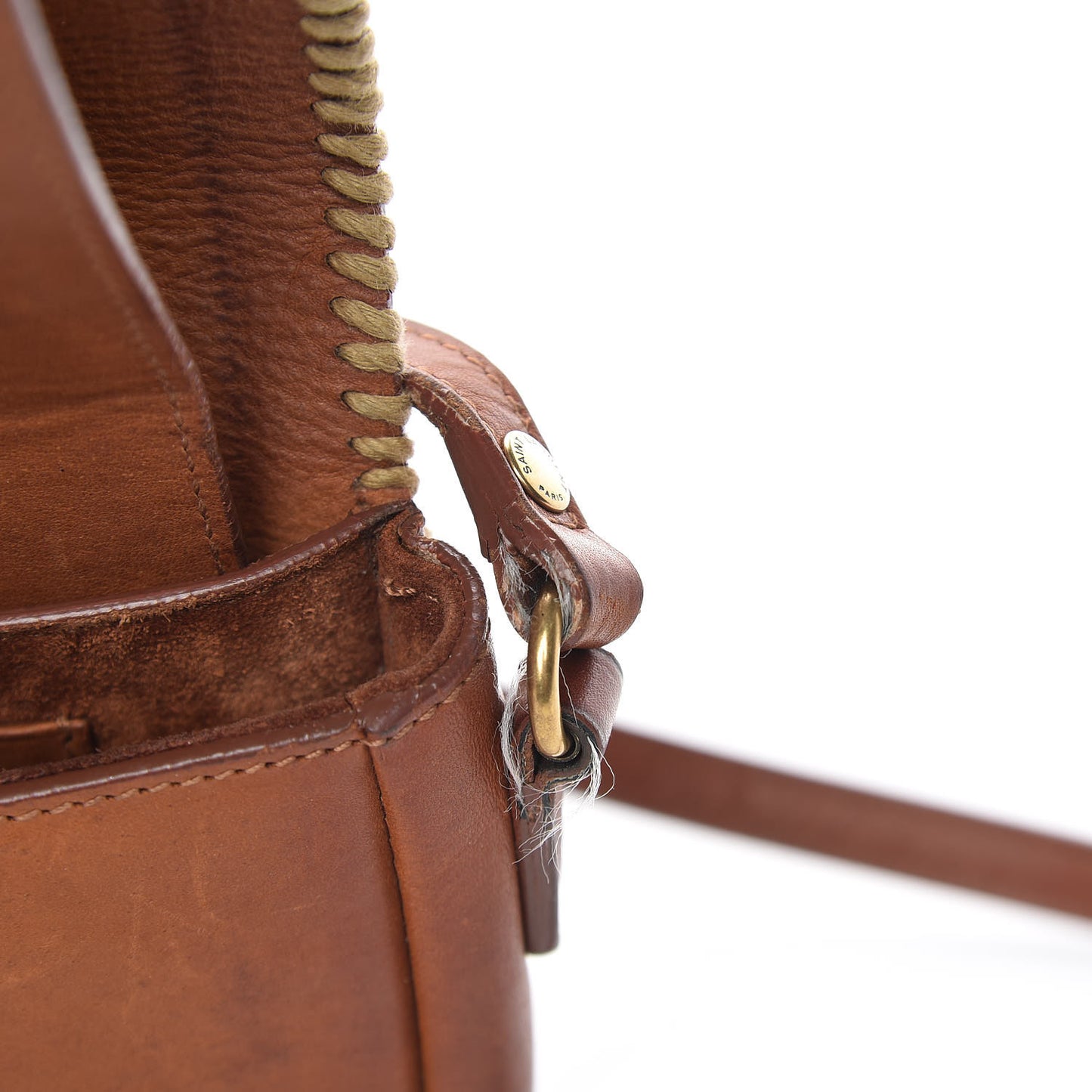 Calfskin Whipstitch Toy Charlotte Messenger Bag Cognac