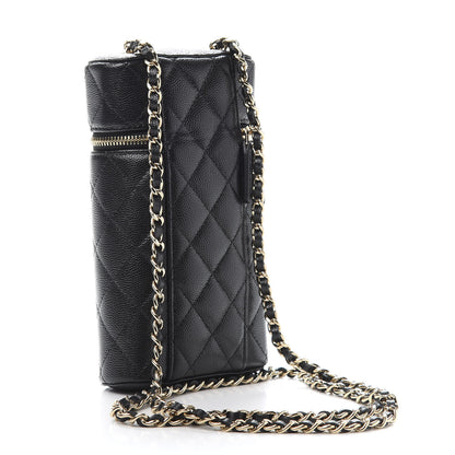 Chanel Caviar Quilted Phone Holder With Chain Black 3 of 11