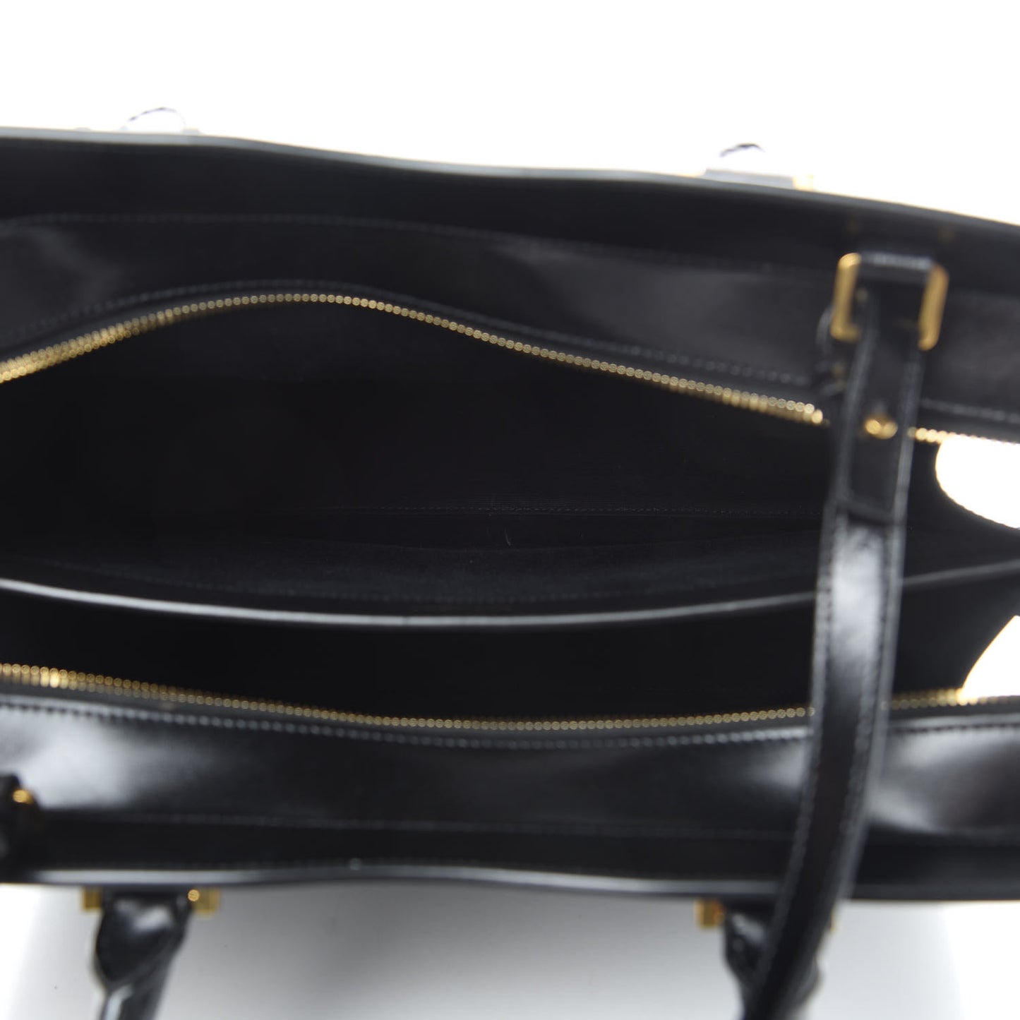 Shiny Calfskin Large Uptown Tote Black
