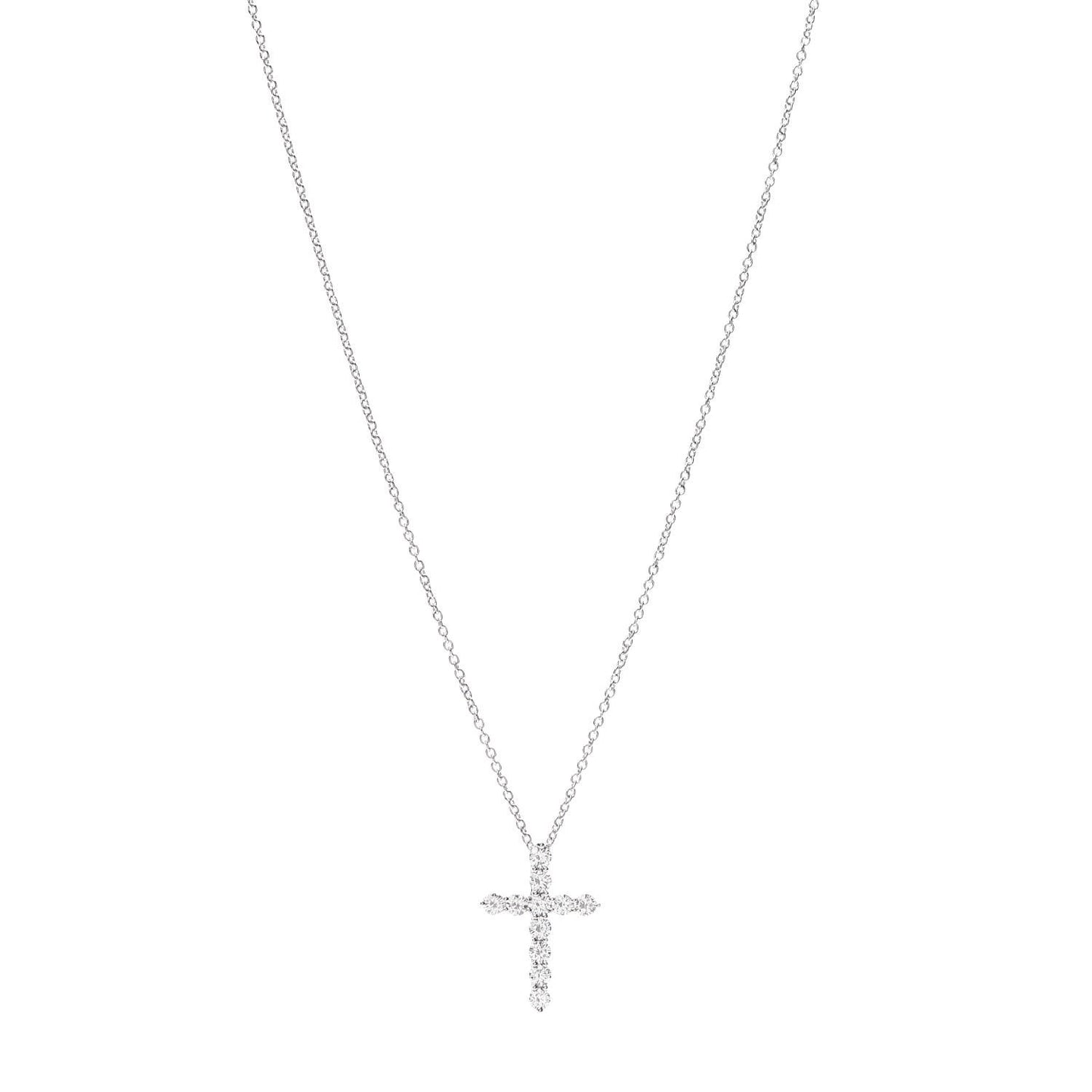 Platinum Diamond Small Cross Pendant Necklace