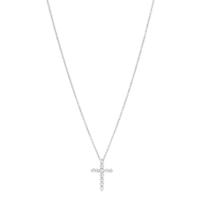 Tiffany Platinum Diamond Small Cross Pendant Necklace 1 of 4