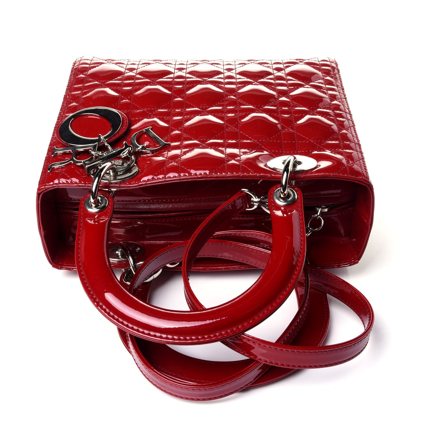 Patent Cannage Medium Lady Dior Red