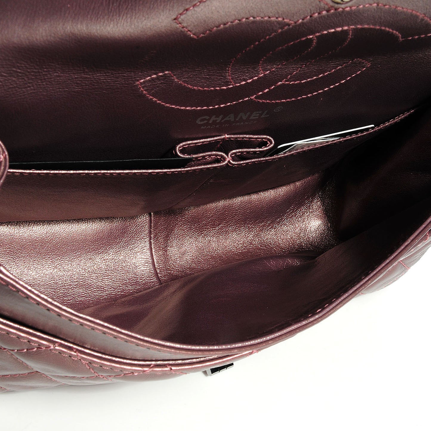 Calfskin 2.55 Reissue 226 Flap Metallic Rose Fonce