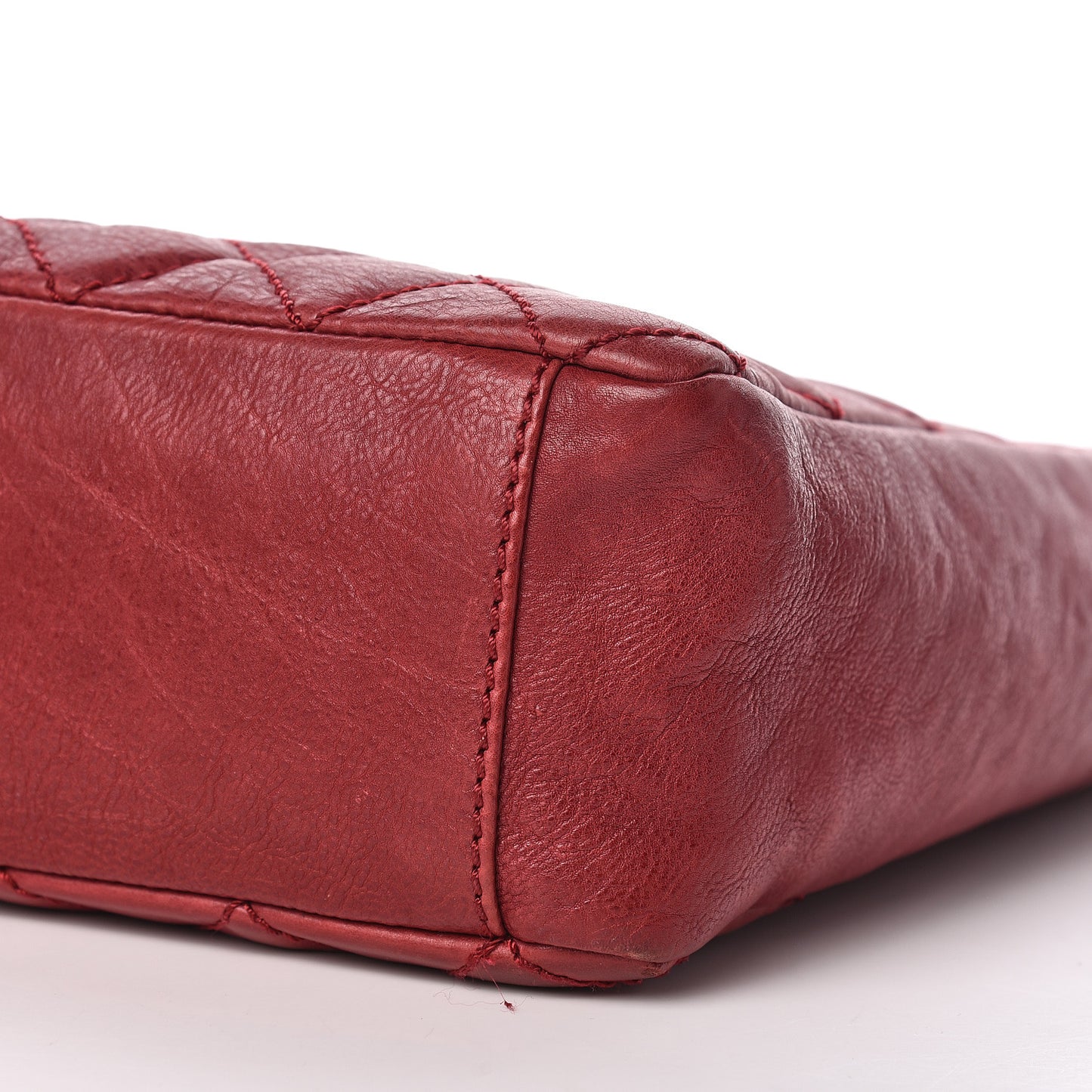 Calfskin Quilted Petit Shopping Tote PST Dark Red