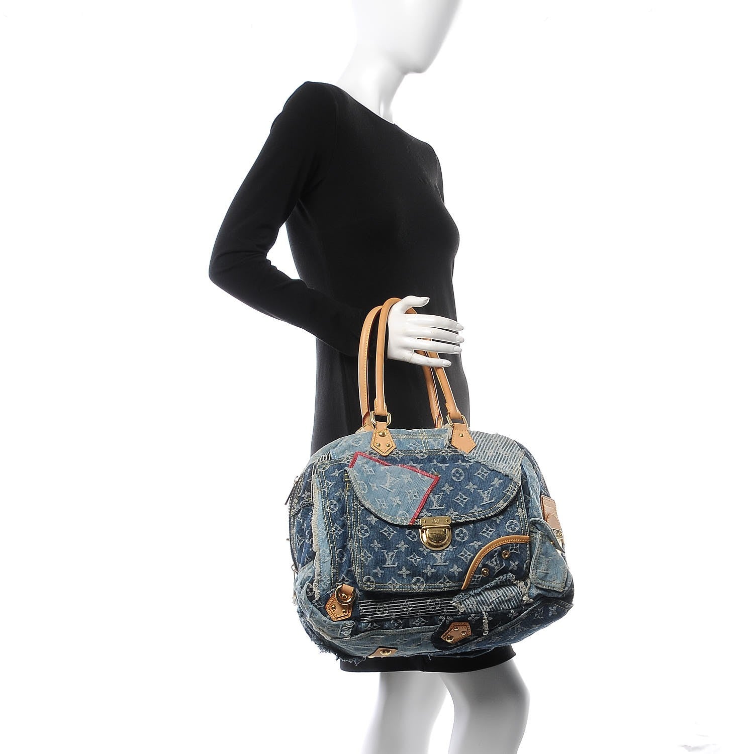 Louis Vuitton Denim Patchwork Bowly Blue 2 of 9