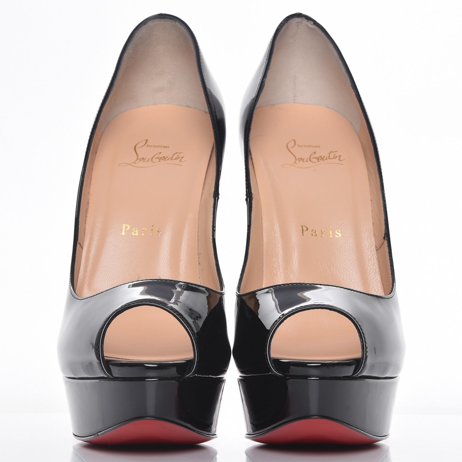 Christian Louboutin Patent Lady Peep 150 Pumps 39 Black 2 of 11
