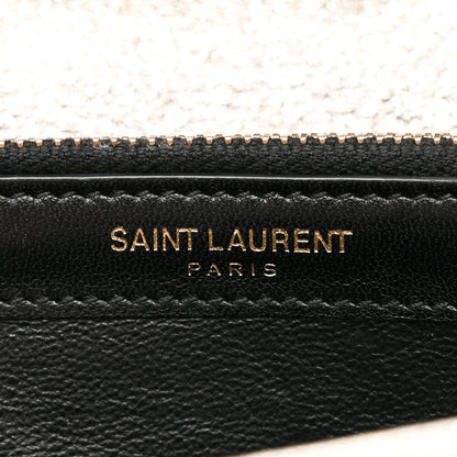 Saint Laurent Metallic Crackled Calfskin Matelasse Chevron Monogram Chain Wallet Gold 7 of 12