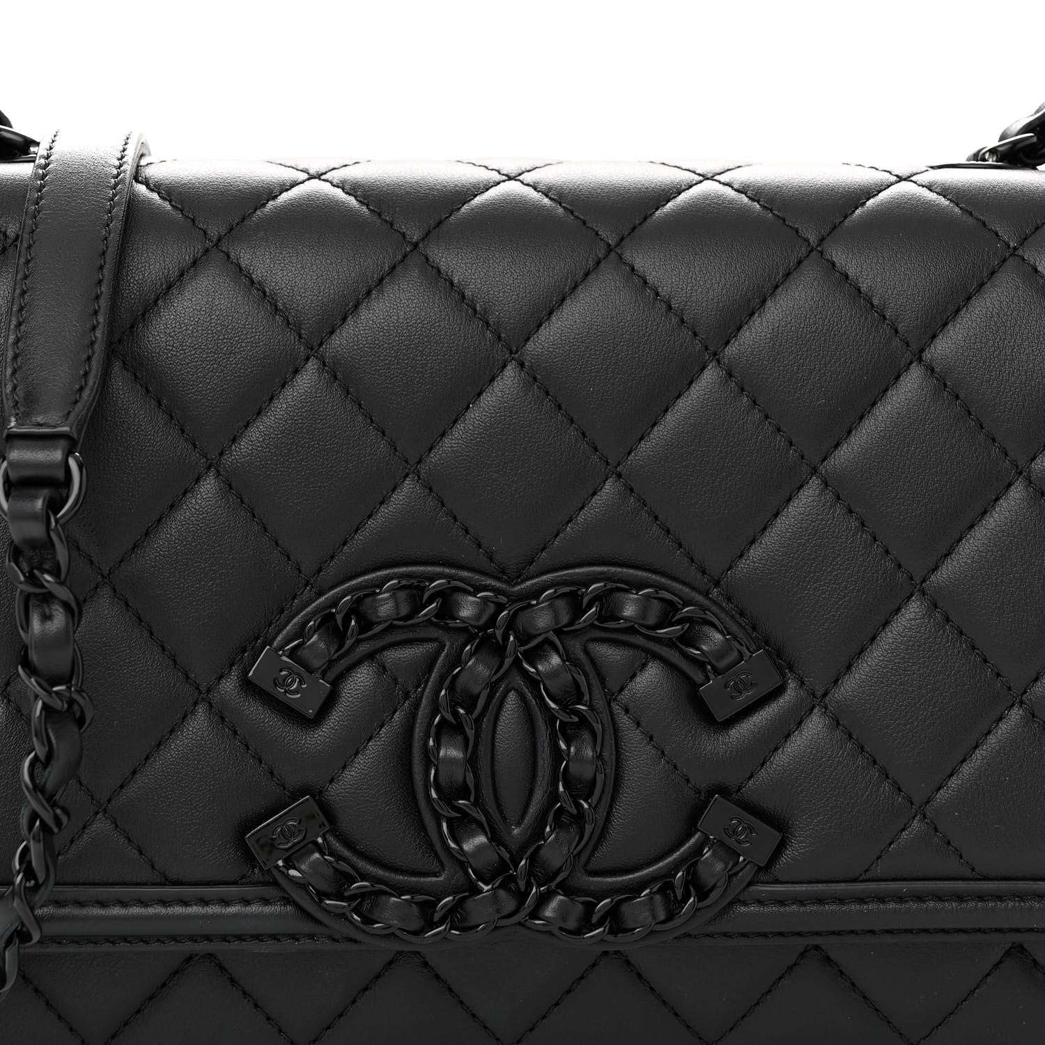 Chanel Lambskin Quilted Medium CC Filigree Flap Black 8 of 12