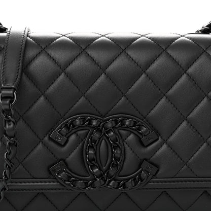 Chanel Lambskin Quilted Medium CC Filigree Flap Black 8 of 12