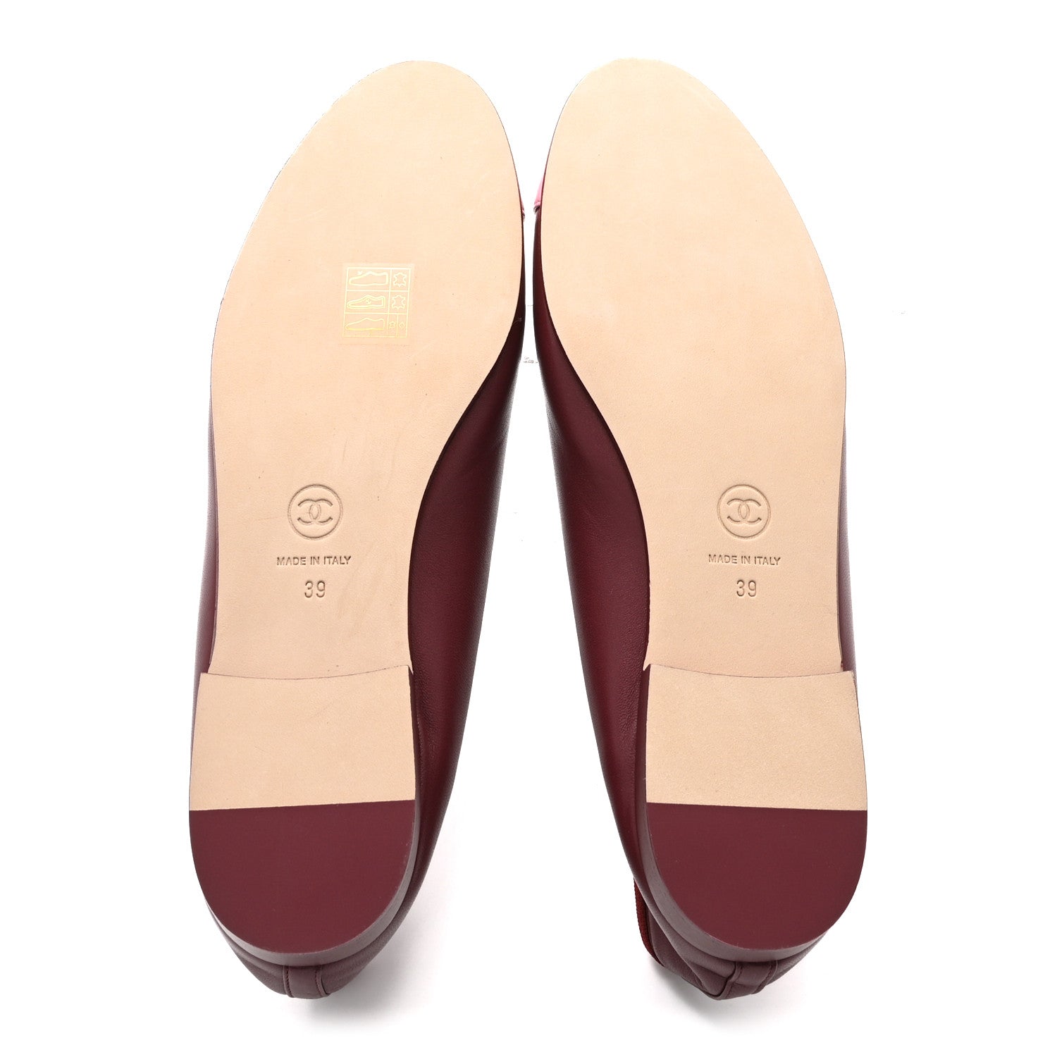 Chanel Lambskin Cap Toe CC Slingback Flats 38 Burgundy Pink 39 Burgundy Pink 6 of 9