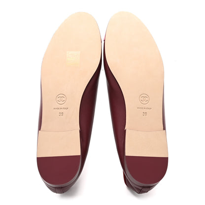 Chanel Lambskin Cap Toe CC Slingback Flats 38 Burgundy Pink 39 Burgundy Pink 6 of 9