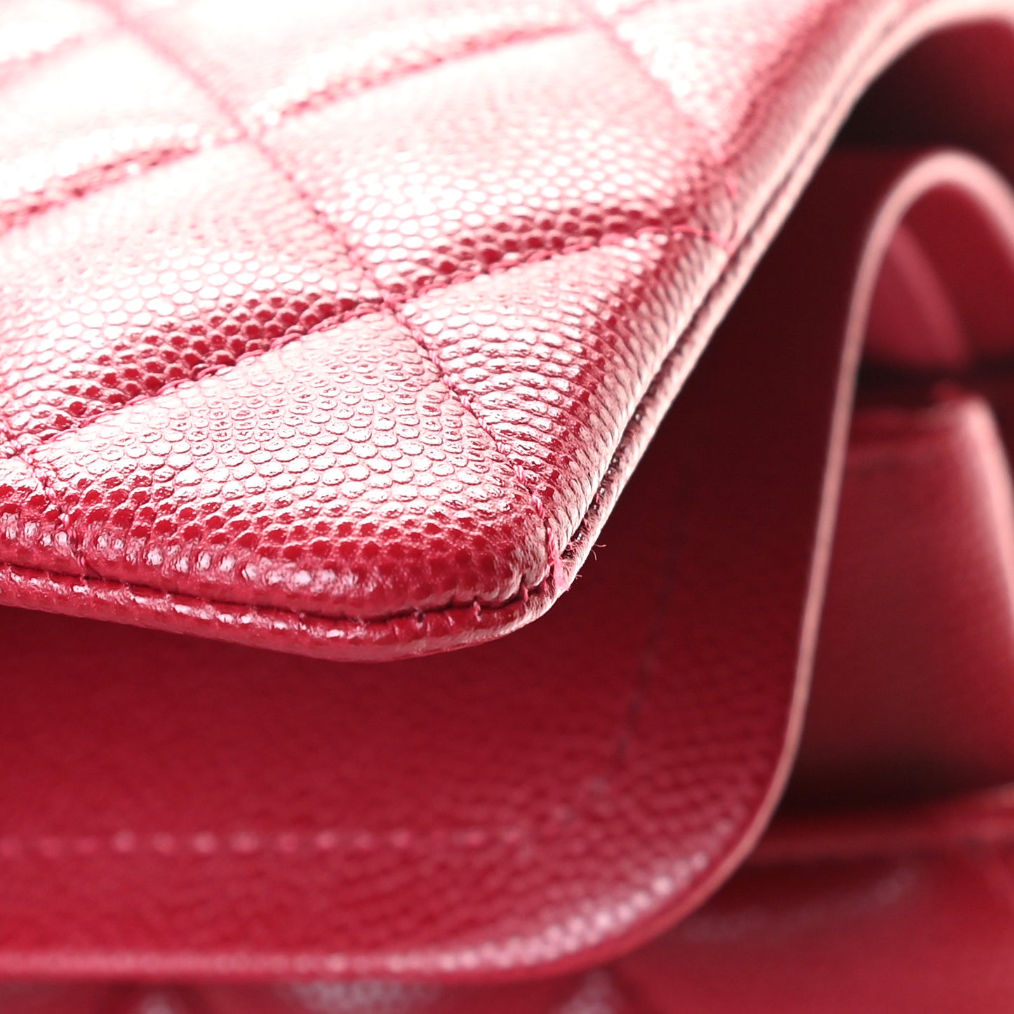 Caviar Quilted Medium Double Flap Red