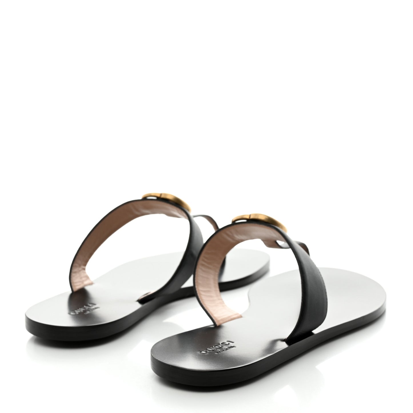 Calfskin GG Marmont Thong Sandals 40.5 Black