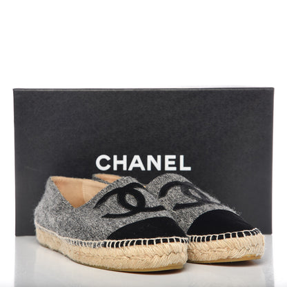 Chanel Tweed Velvet CC Espadrilles 41 Grey Black 11 of 11