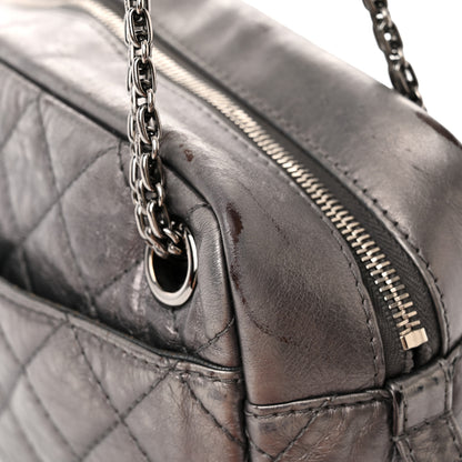 Chanel Metallic Aged Calfskin Quilted Medium Reissue Camera Case Dark Silver 13 of 21