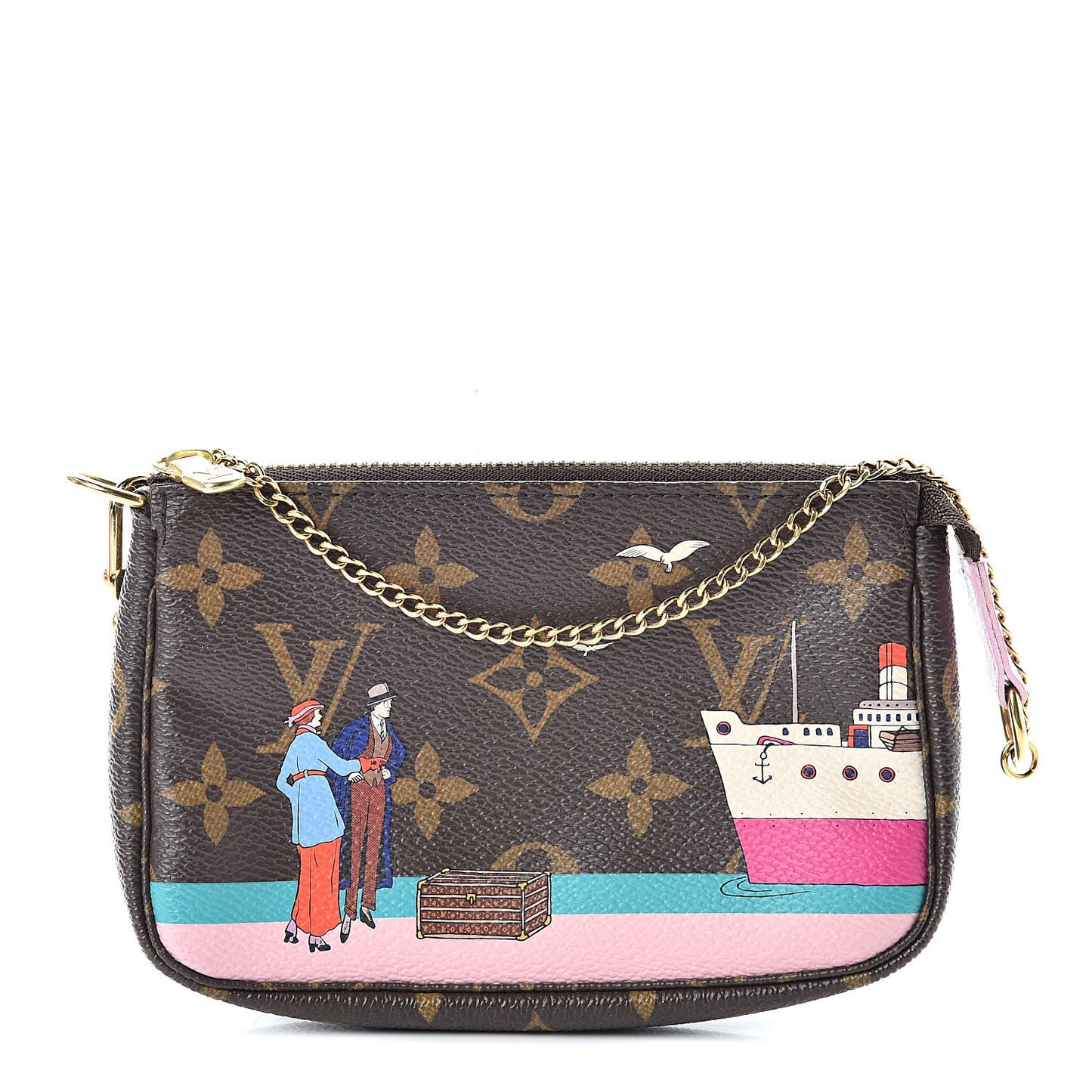 Monogram 2016 Christmas Animation Mini Pochette Accessories Rose Ballerine