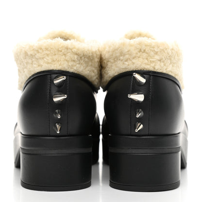 Gucci Calfskin Faux Shearling Studded Victor Ankle Boots 38.5 Black Mystic White 4 of 10