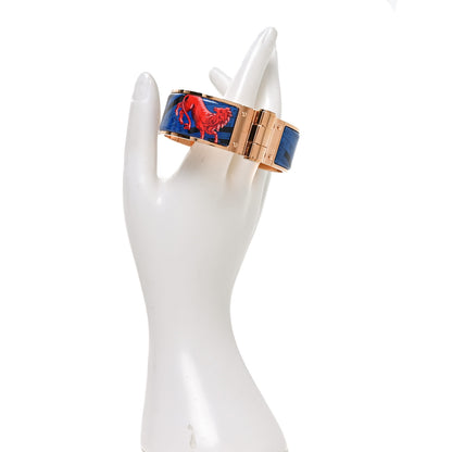 Hermes Enamel Printed Wide Charniere Astrologie A Pois Hinged Bracelet L Surnaturel 2 of 4