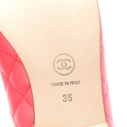 Chanel Lambskin Quilted CC Cap Toe Ballerina Flats 36 Pink Red 6 of 9