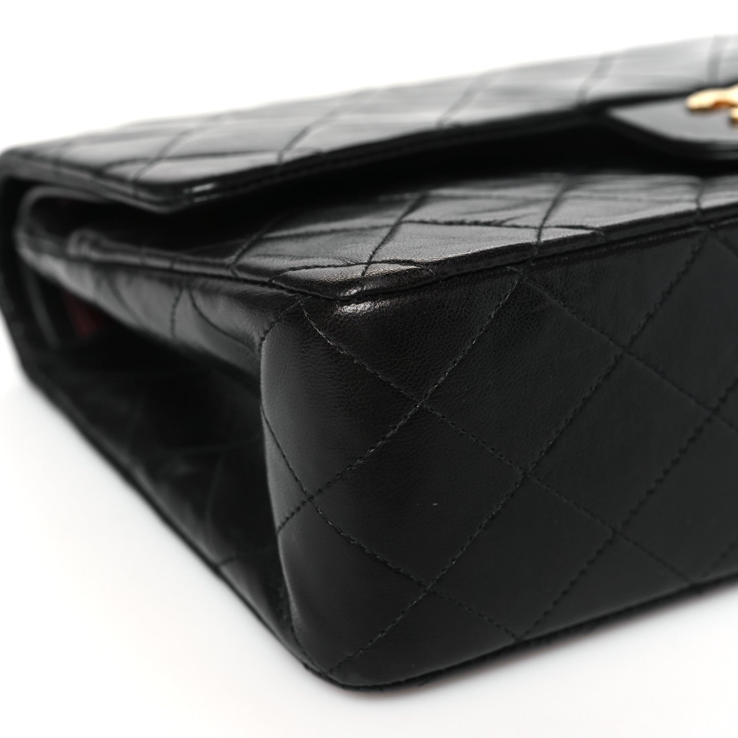 Lambskin Quilted Medium Double Flap Black