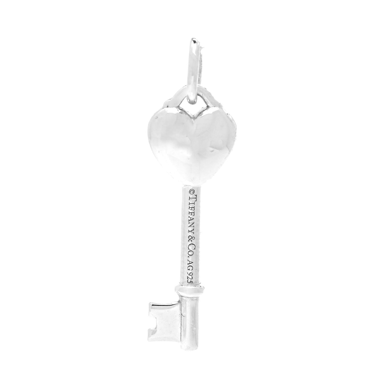 Tiffany Sterling Silver Enamel Key Pendant Blue 3 of 4