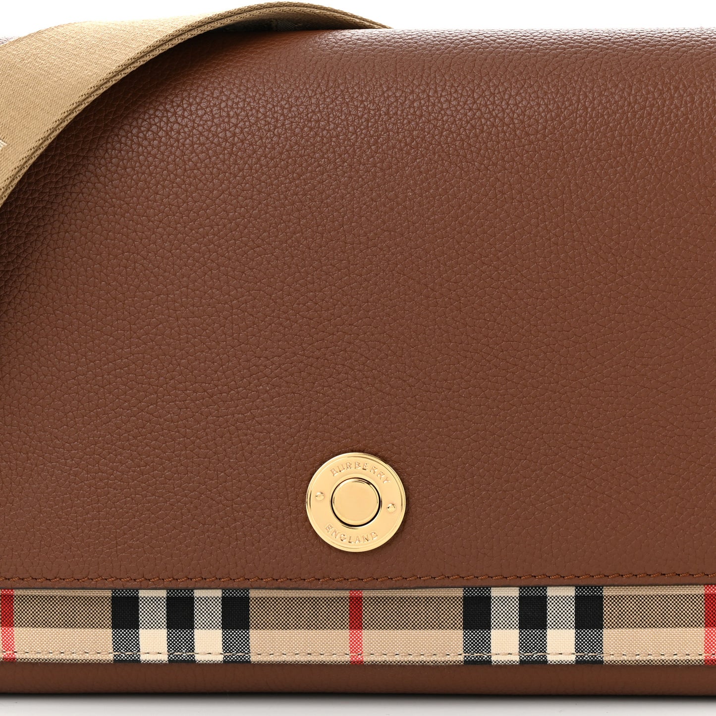 Calfskin Vintage Check Note Crossbody Bag Tan