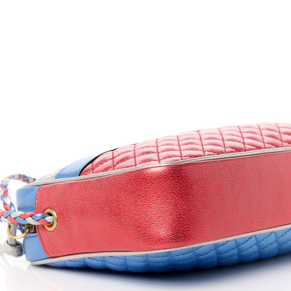 Gucci Laminated Nappa Trapuntata Small Zumi Shoulder Bag Rosso Marine Argento 10 of 11