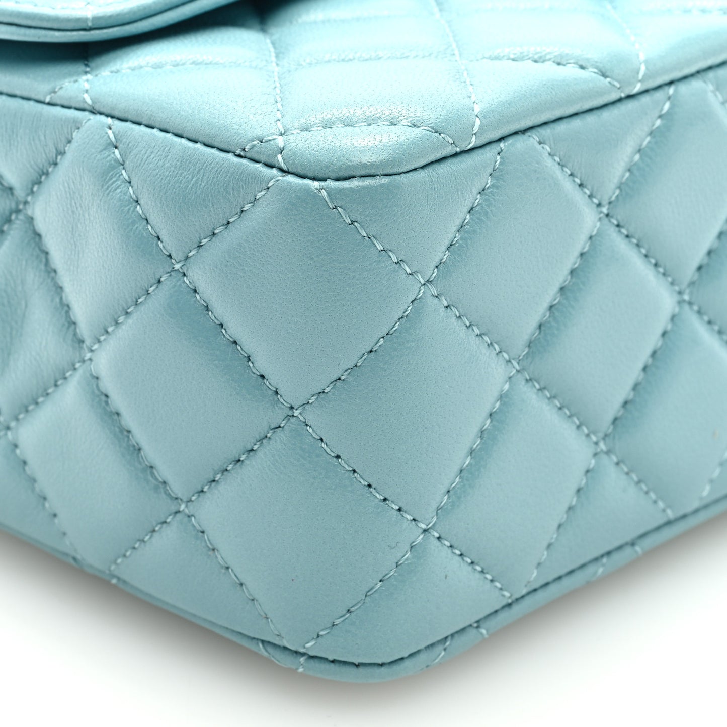 Lambskin Quilted Mini Strass On Top Flap Blue