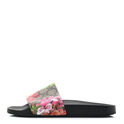 Gucci GG Supreme Monogram Blooms Slide Sandals 36 Beige Multicolor 1 of 7