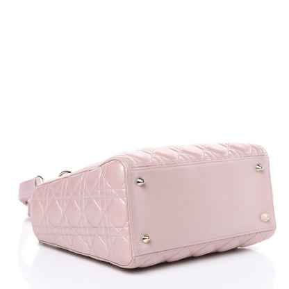 Christian Dior Pearly Lambskin Cannage Medium Lady Dior Lotus 4 of 16