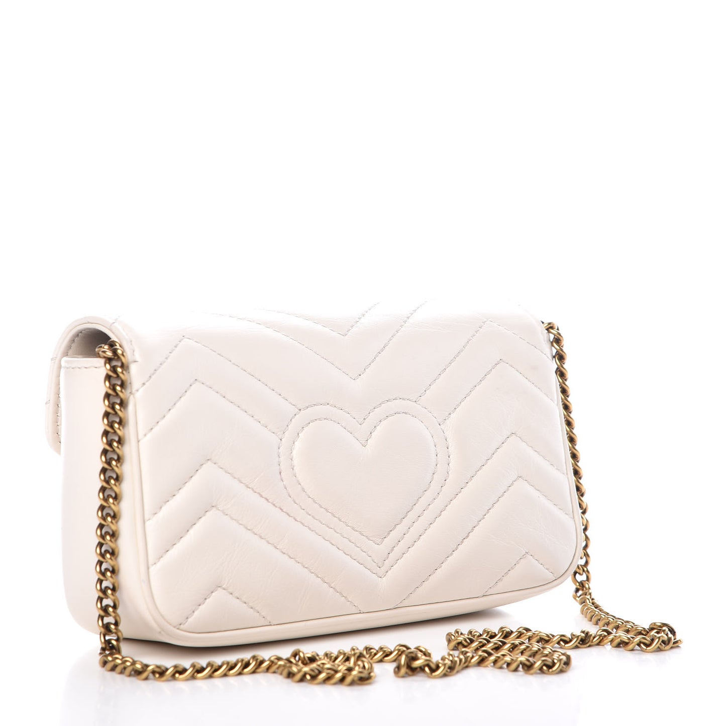 Calfskin Matelasse Super Mini GG Marmont Shoulder Bag White