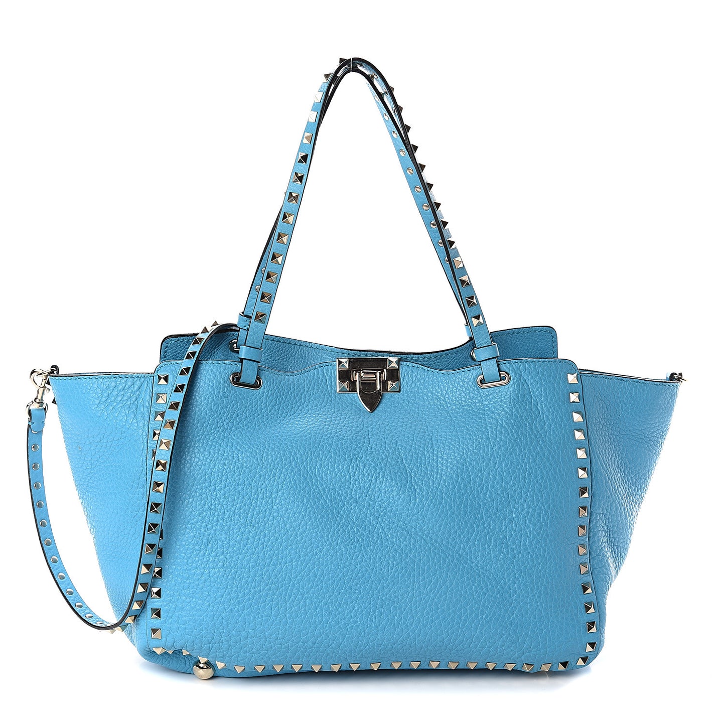 Pebbled Calfskin Medium Rockstud Tote Parrot