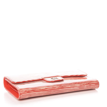 Chanel Patent Calfskin Striped Long Flap Wallet Red 4 of 9