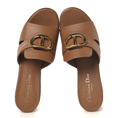Christian Dior Calfskin 30 Montaigne Mid-Heel Slide Sandals 38.5 Cuir 2 of 9