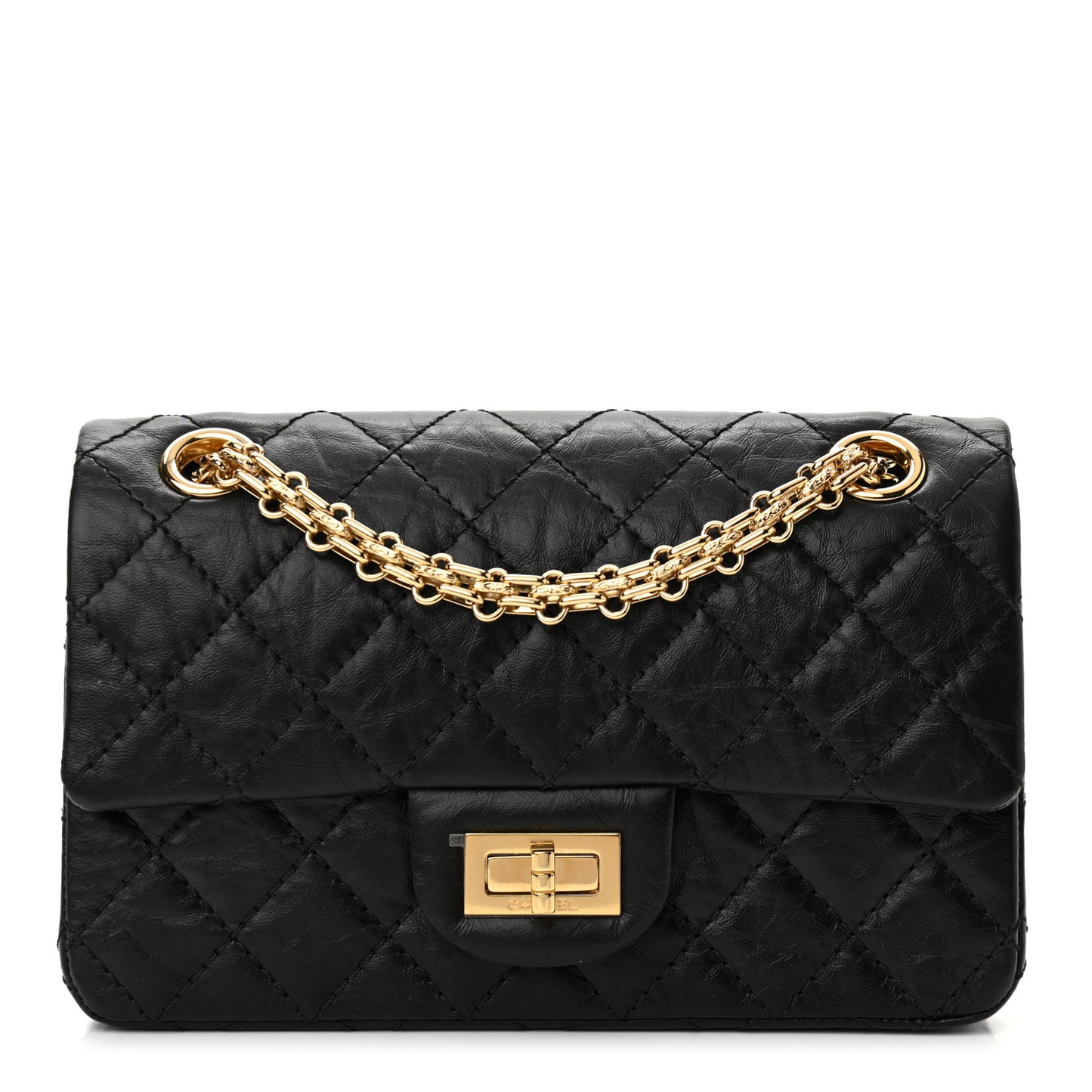 Aged Calfskin Quilted 2.55 Reissue Mini Flap Black