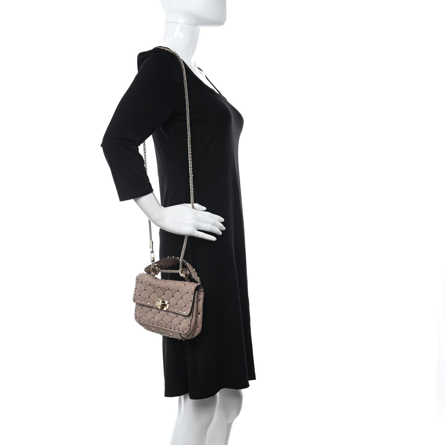 Valentino Garavani Nappa Small Rockstud Spike Shoulder Bag Poudre 2 of 9