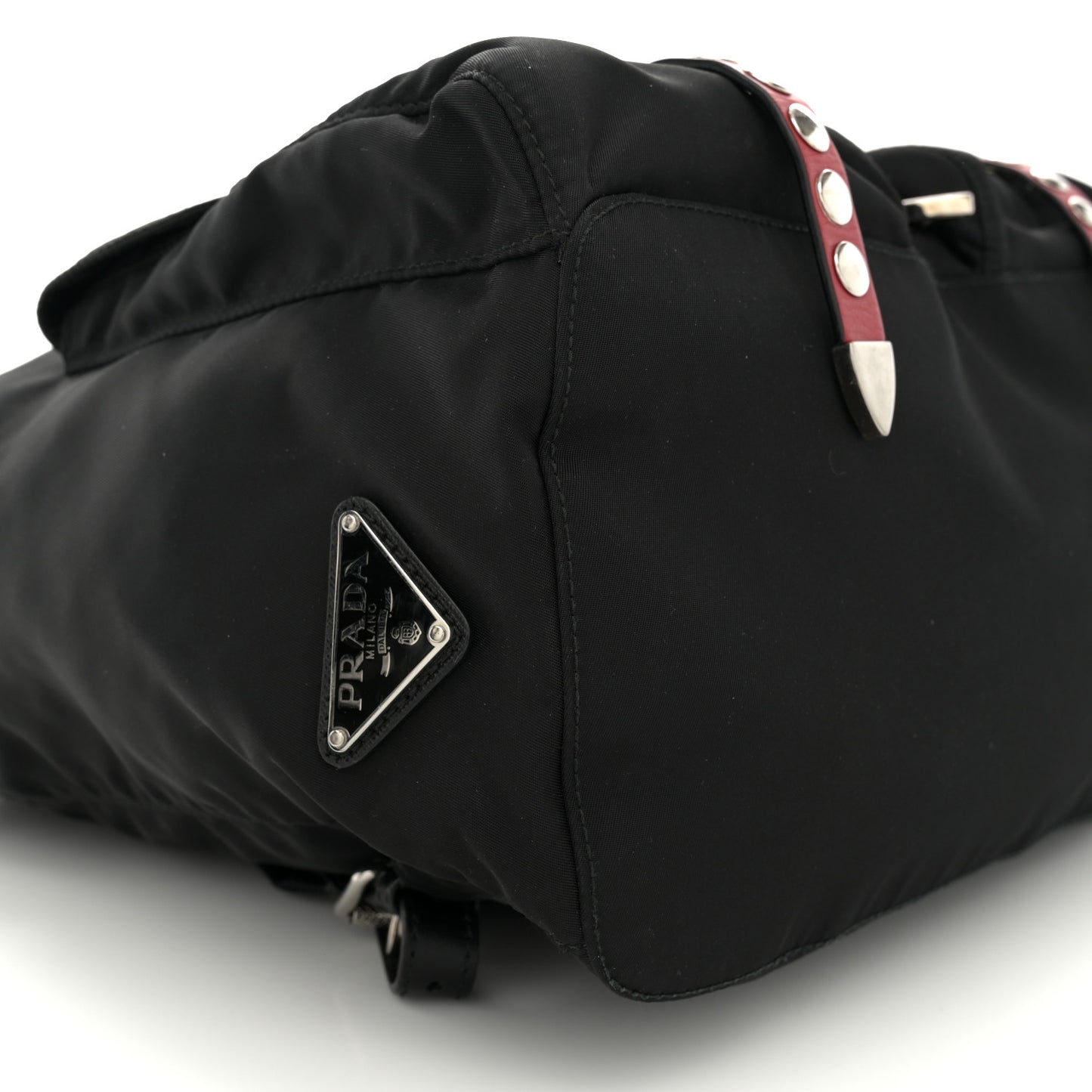 Nylon New Vela Studded Backpack Black Fuoco